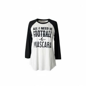 Decorated Originals “All I Need Is Football & Mascara” Raglan Tee Size L NWT